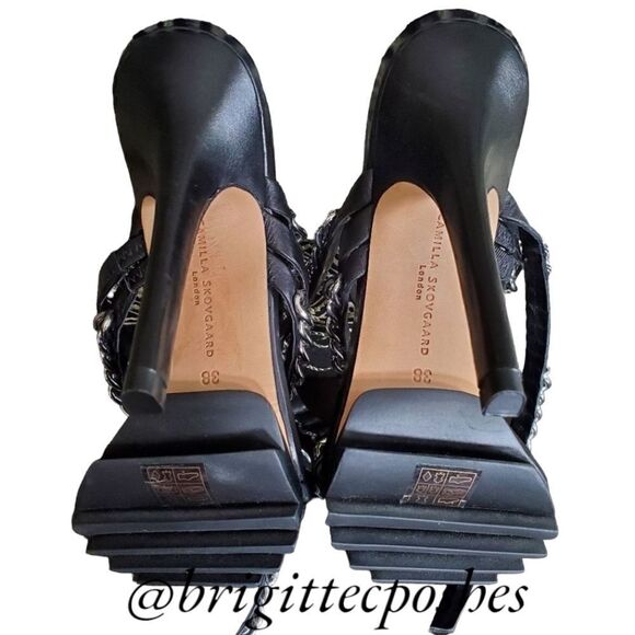 Camilla Skovgaard NWOT Black Chain Sandals Size 38 - Picture 10 of 14
